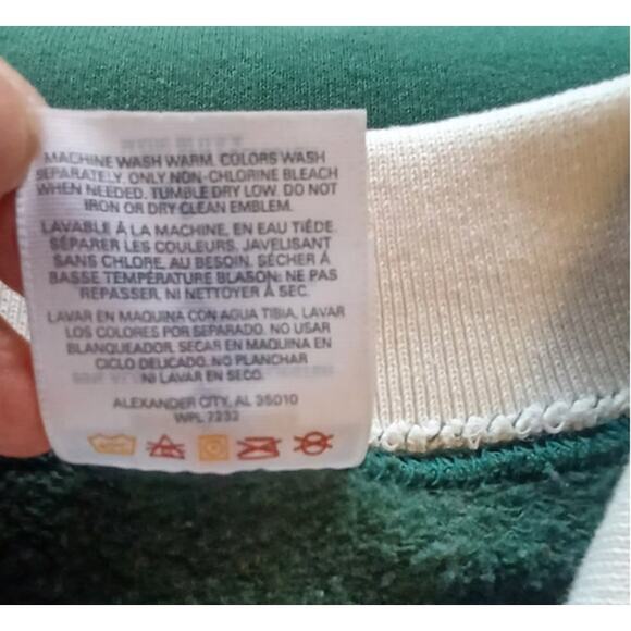 Vintage 90s Jerzees Green Collared Christmas Patchwork Sweatshirt Size Medium - Picture 7 of 7